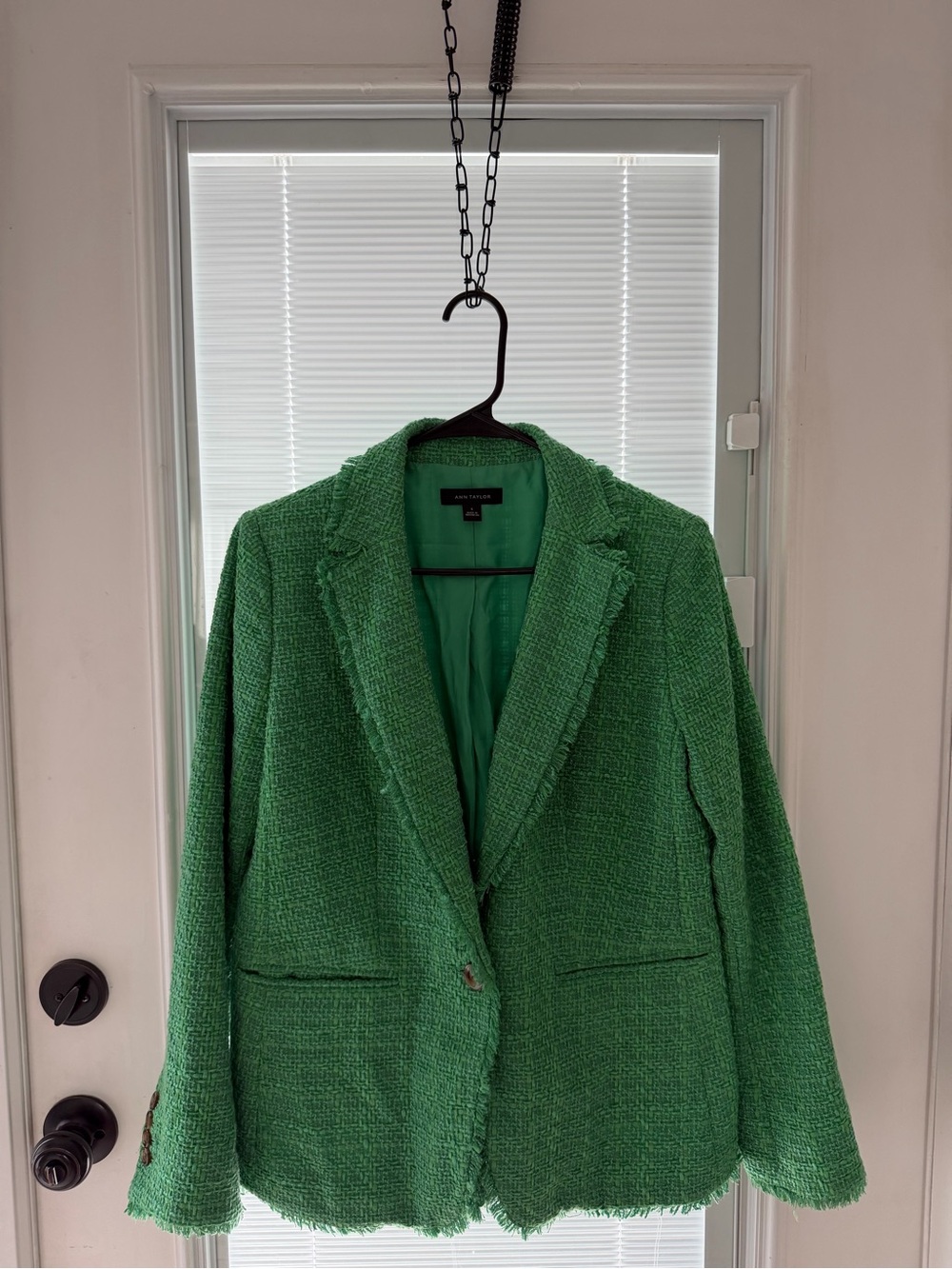 Ann Taylor Green Tweed Blazer Jacket